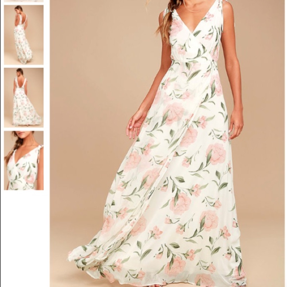 Lulus White floral print maxi dress - xs
